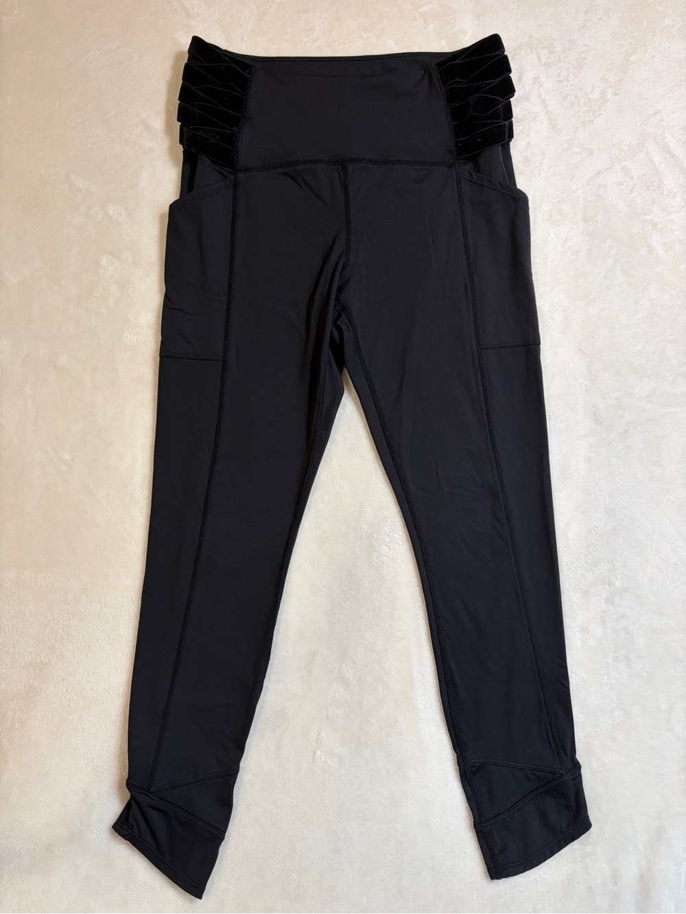 Free People FP Movement‎ Black Wonderstruck Leggings with Velvet Sides & Pockets